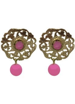 Designer Pink Stud Earrings Festive Wear -C Bazaar Shop designer pink stud earrings ermvf10978 b
