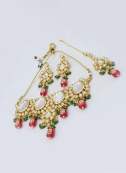 Designer Red Beads Choker Set Party Wear -C Bazaar Shop designer red beads choker set jynsmni1046 b