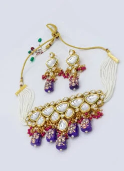 Designer Royal Blue Beads Choker Set Party Wear -C Bazaar Shop designer royal blue beads choker set jynsmni1039 b