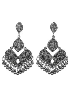 Designer Silver Dangler Earrings After Six Wear -C Bazaar Shop designer silver dangler earrings ermvf10958 b
