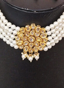 Designer White Beads Choker Set Party Wear