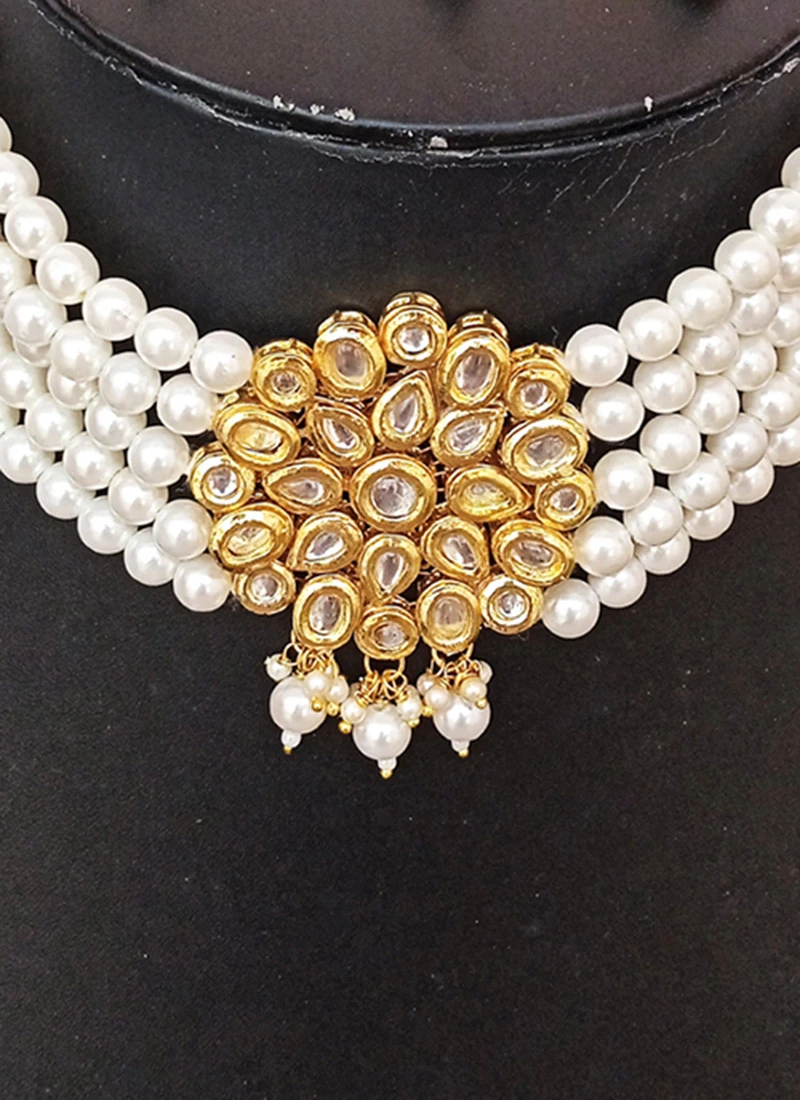 Designer White Beads Choker Set Party Wear 1 Designer White Beads Choker Set Party Wear