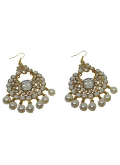 Designer White Dangler Hook Earrings Festive Wear -C Bazaar Shop designer white dangler hook earrings ermvf10946 b