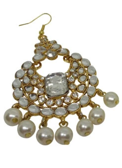 Designer White Dangler Hook Earrings Festive Wear