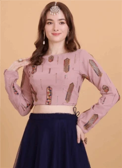 Dusty Pink Georgette Embroidered Blouse Festive Wear -C Bazaar Shop dusty pink georgette embroidered blouse BLBS02309109 b