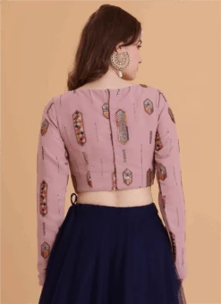 Dusty Pink Georgette Embroidered Blouse Festive Wear