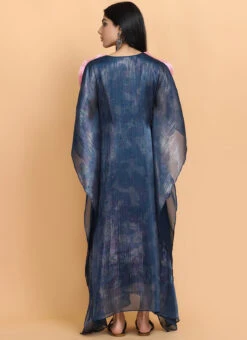 Electric Blue Bees Handpainted Kaftan Set Party Wear -C Bazaar Shop electric blue bees handpainted kaftan set kfdasct121 b