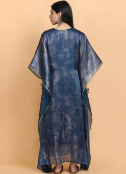 Electric Blue Handapinted Kaftan Set Party Wear -C Bazaar Shop electric blue handapinted kaftan set kfdasct3 b