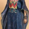 Electric Blue Handapinted Kaftan Set Party Wear