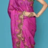 Embroidery Work Magenta Color Pure Silk Tussar Silk Saree Festive Wear
