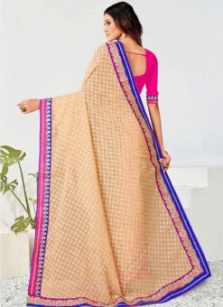 Embroidery Work Peach Color Georgette Saree Party Wear 7 Embroidery Work Peach Color Georgette Saree Party Wear -C Bazaar Shop embroidery work peach color georgette saree sassd30705 b