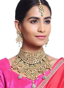 Firozi Green Designer Necklace Set Party Wear 5 Firozi Green Designer Necklace Set Party Wear -C Bazaar Shop firozi green designer necklace set jydmf1929 b