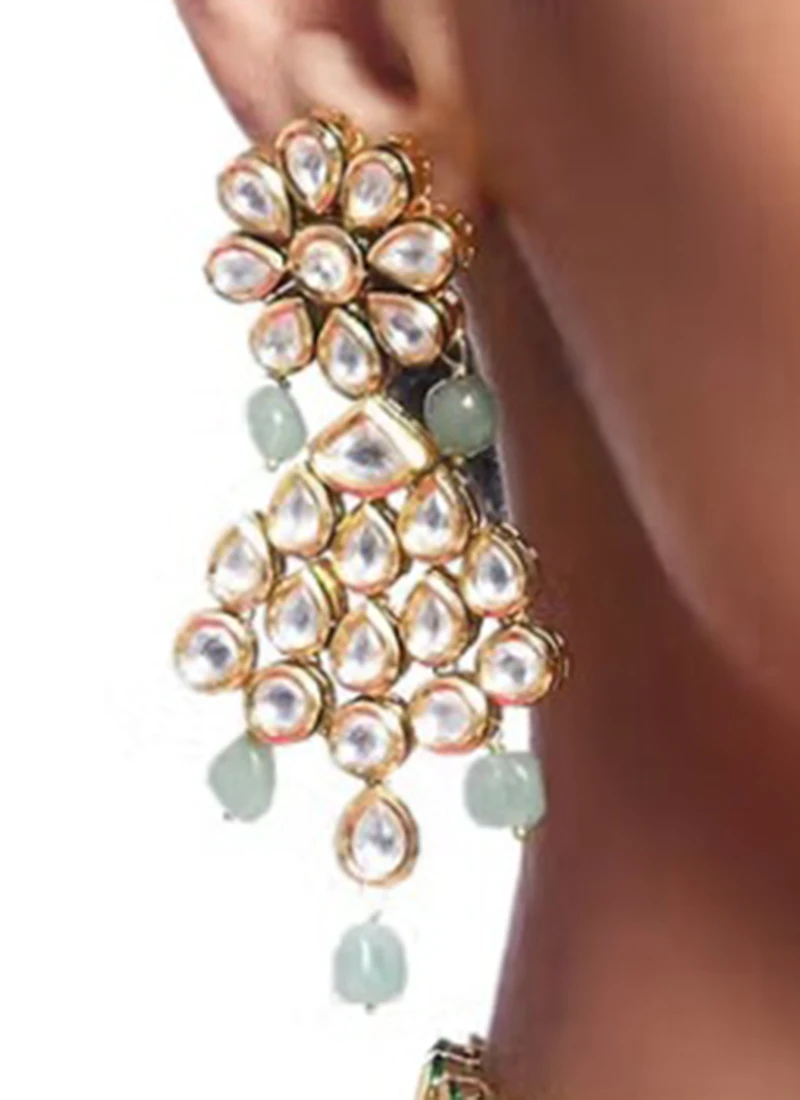 Firozi Green Designer Necklace Set Party Wear 1 Firozi Green Designer Necklace Set Party Wear