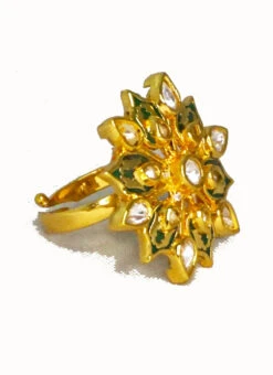 Flower Brass Kundan Ring Party Wear -C Bazaar Shop flower brass kundan ring hjrddrj9797h b