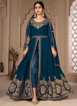 Full Sleeve Centre Slit Rama Blue Georgette Embroidery Anarkali Suit Party Wear 6 Full Sleeve Centre Slit Rama Blue Georgette Embroidery Anarkali Suit Party Wear -C Bazaar Shop full sleeve centre slit rama blue georgette embroidery anarkali suit slsdira11 u