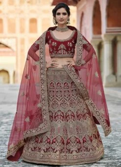 Garnet Maroon Velvet Embroidered N Stones A Line Lehenga Wedding Wear 6 Garnet Maroon Velvet Embroidered N Stones A Line Lehenga Wedding Wear -C Bazaar Shop garnet maroon velvet embroidered n stones a line lehenga ghsak42228119 u