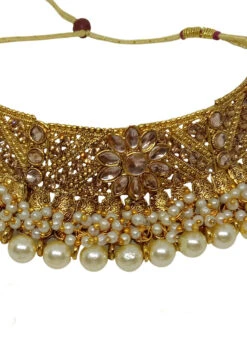 Gold Alloy Bridal Set With Earrings N Mangtika Wedding Wear