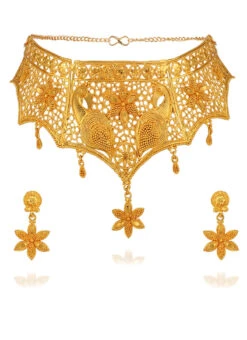 Gold Alloy Choker Necklace Set -C Bazaar Shop gold alloy choker necklace set jysmpf8085 b