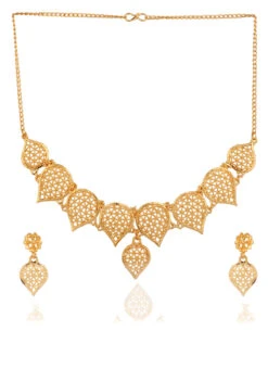 Gold Alloy Choker Necklace Set Party Wear -C Bazaar Shop gold alloy choker necklace set jysmpf8090 b