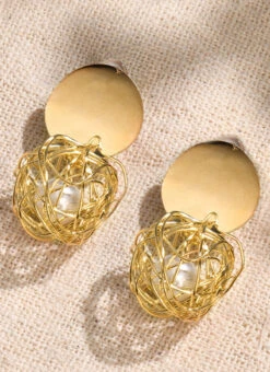 Gold Alloy Danglers Party Wear 5 Gold Alloy Danglers Party Wear -C Bazaar Shop gold alloy danglers ermjbr1123 b