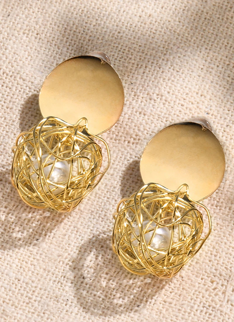 Gold Alloy Danglers Party Wear 2 Gold Alloy Danglers Party Wear - Image 2