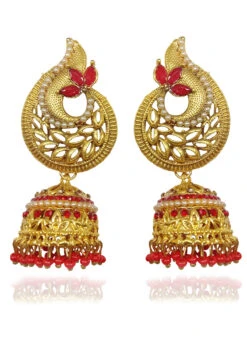 Gold Alloy Jhumka Earrings Festive Wear 5 Gold Alloy Jhumka Earrings Festive Wear -C Bazaar Shop gold alloy jhumka earrings ermvd10846 b