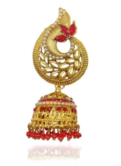 Gold Alloy Jhumka Earrings Festive Wear