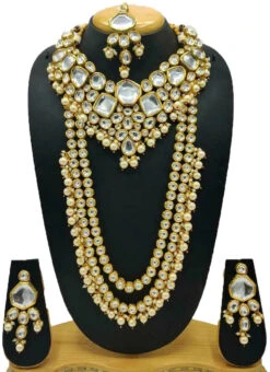 Gold Alloy Kundan Necklace Wedding Wear -C Bazaar Shop gold alloy kundan necklace jysmnikm1171 b