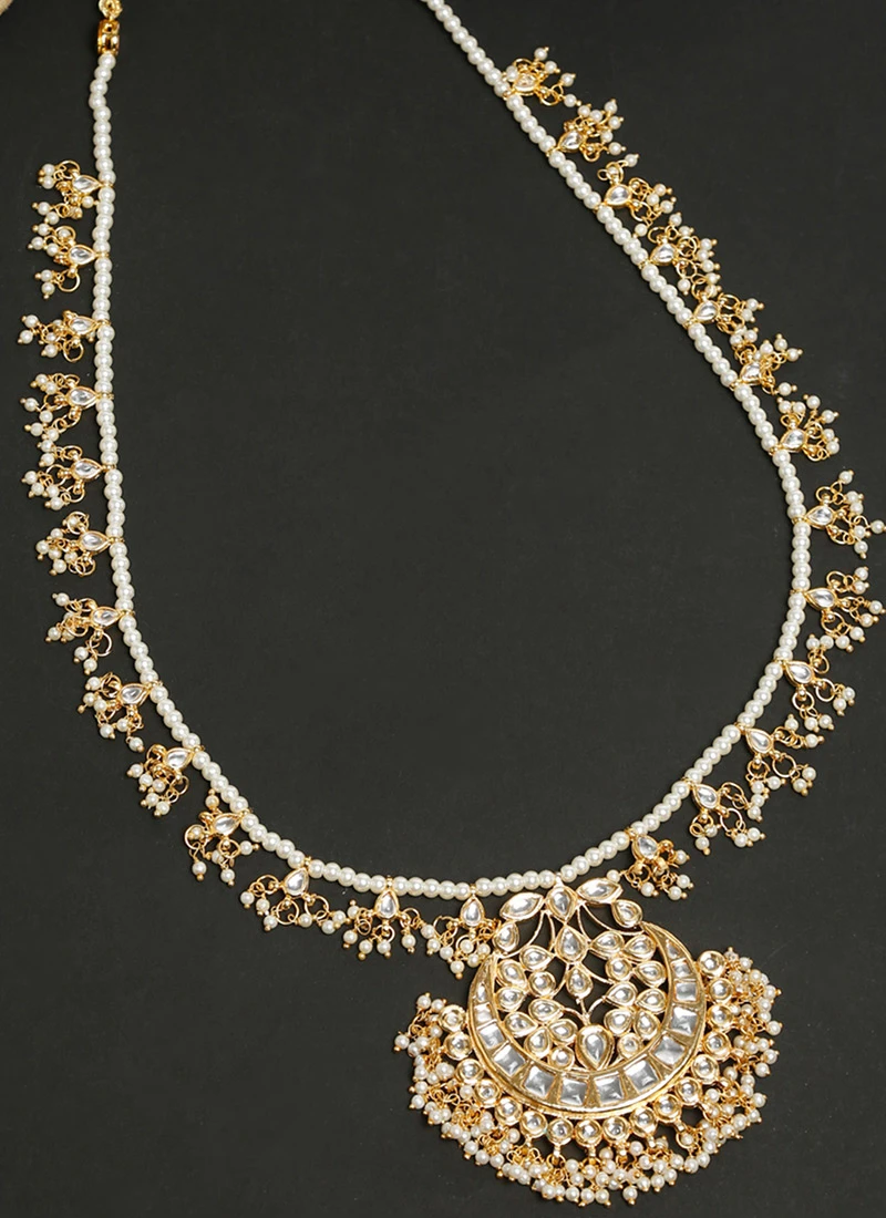 Gold Alloy Necklace Party Wear 1 Gold Alloy Necklace Party Wear