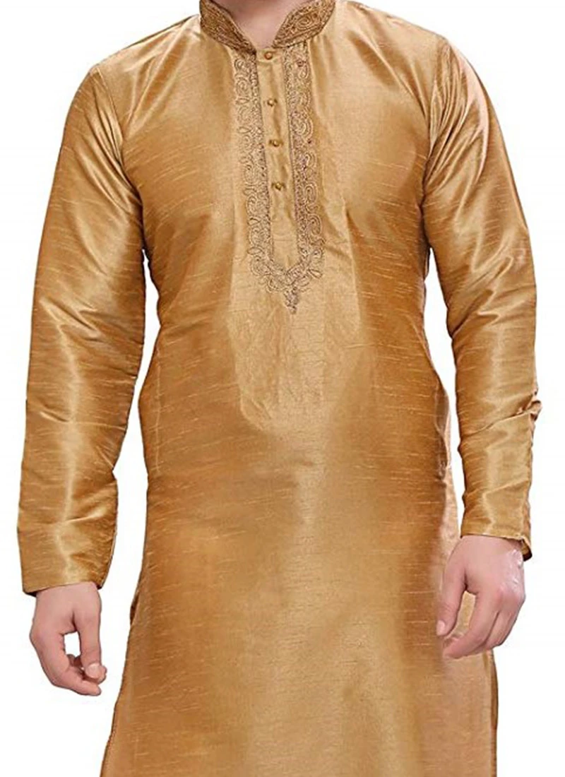 Gold Art Silk Kurta 1 Gold Art Silk Kurta
