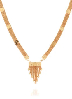 Gold Brass Choker Necklace Set Party Wear