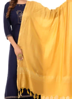 Gold Cotton Slub Weaving Work Dupatta Work Wear