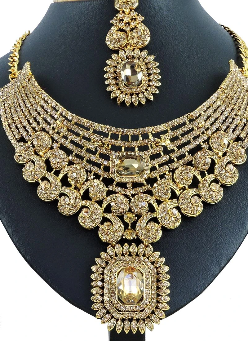 Gold Designer Necklace Set Wedding Wear 1 Gold Designer Necklace Set Wedding Wear