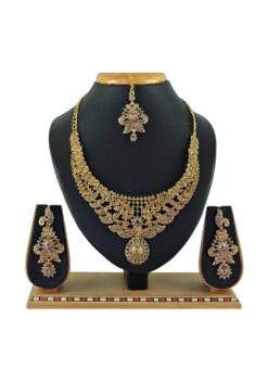 Gold Designer Necklace Set Party Wear 5 Gold Designer Necklace Set Party Wear -C Bazaar Shop gold designer necklace set jymmkns1009l b