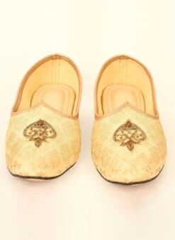 Gold Faux Leather Embroidered Mojri -C Bazaar Shop gold faux leather embroidered mojri mfwmrg263 b