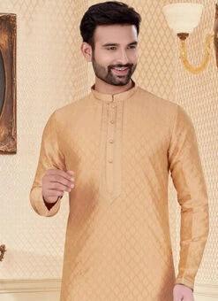 Gold Jari Jacquard Kurta Pyjama Party Wear -C Bazaar Shop gold jari jacquard kurta pyjama kpssgr2005 b