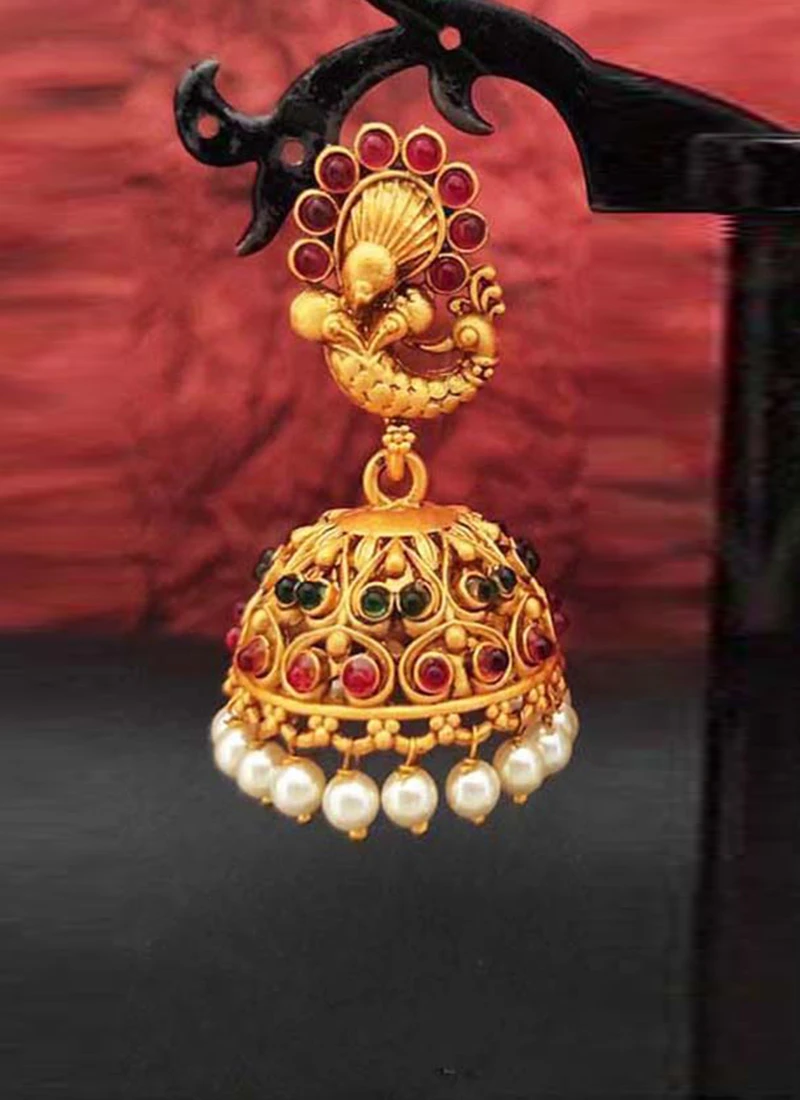Gold Jhumka Earrings Festive Wear 1 Gold Jhumka Earrings Festive Wear