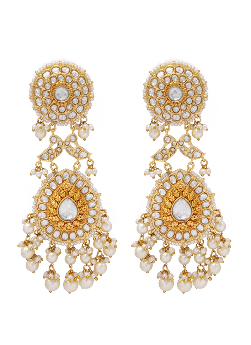 Gold Kundan Alloy Necklace Party Wear 3 Gold Kundan Alloy Necklace Party Wear - Image 3