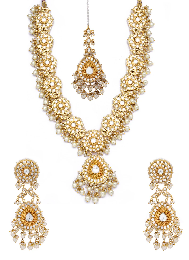 Gold Kundan Alloy Necklace Party Wear 2 Gold Kundan Alloy Necklace Party Wear - Image 2