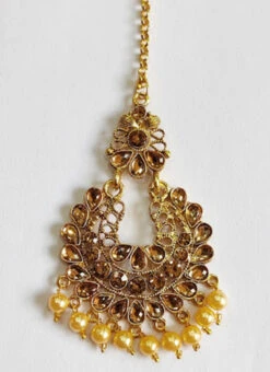 Gold Kundan Chaandbali Style Mangtikka Festive Wear -C Bazaar Shop gold kundan chaandbali style mangtikka hjmbjkha4 b