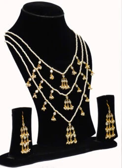 Gold Kundan Layered Necklace Set Party Wear
