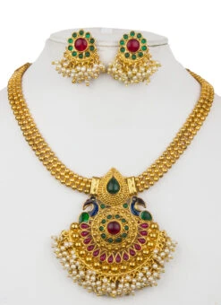 Gold Kundan Necklace Set -C Bazaar Shop gold kundan necklace set jynsmpf9396 b