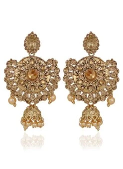 Gold N Beige Danglers -C Bazaar Shop gold n beige danglers ermpf9142 b
