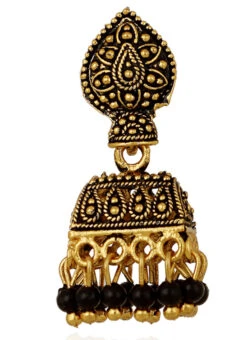 Gold N Black Jhumka Earrings Festive Wear