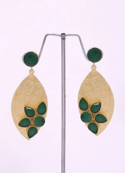 Gold N Green Danglers Festive Wear 5 Gold N Green Danglers Festive Wear -C Bazaar Shop gold n green danglers ermpf9472 b