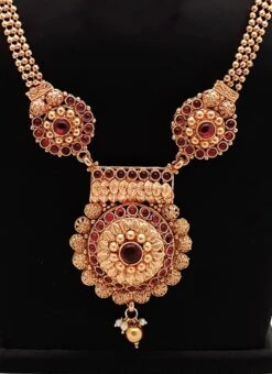 Gold N Maroon Necklace Set Festive Wear