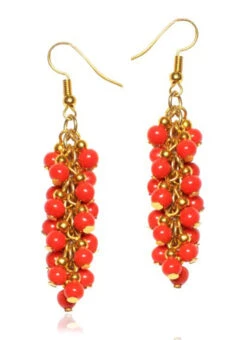 Gold N Red Dangler Earrings After Six Wear -C Bazaar Shop gold n red dangler earrings ermvn10415 b