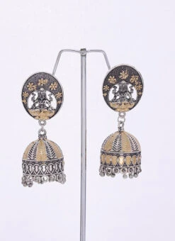 Gold N Silver Jhumka Earrings After Six Wear 5 Gold N Silver Jhumka Earrings After Six Wear -C Bazaar Shop gold n silver jhumka earrings ermpf9457 b