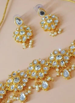 Gold N White Choker Set Party Wear