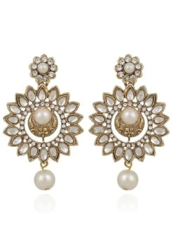Gold N White Danglers -C Bazaar Shop gold n white danglers ermpf9226 b